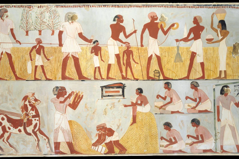 A mural depicting ancient Egyptian agriculture.