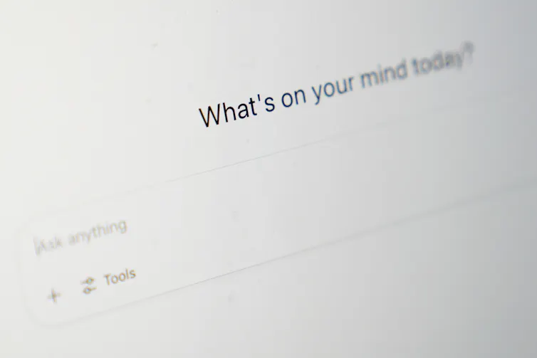A screen with a fillable box under the text 'what's on your mind today?'