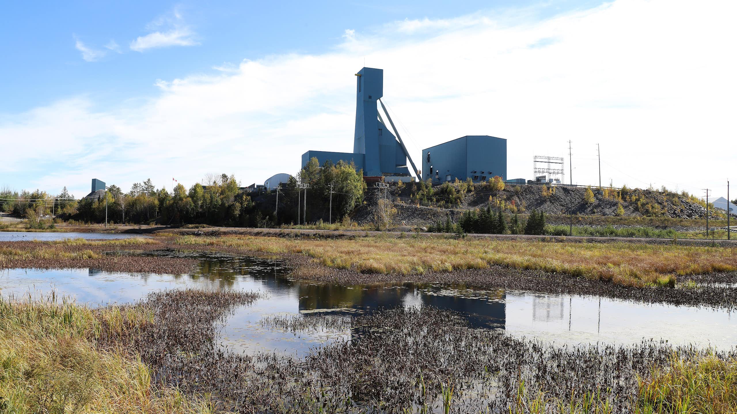 A mining building seen in the distance
