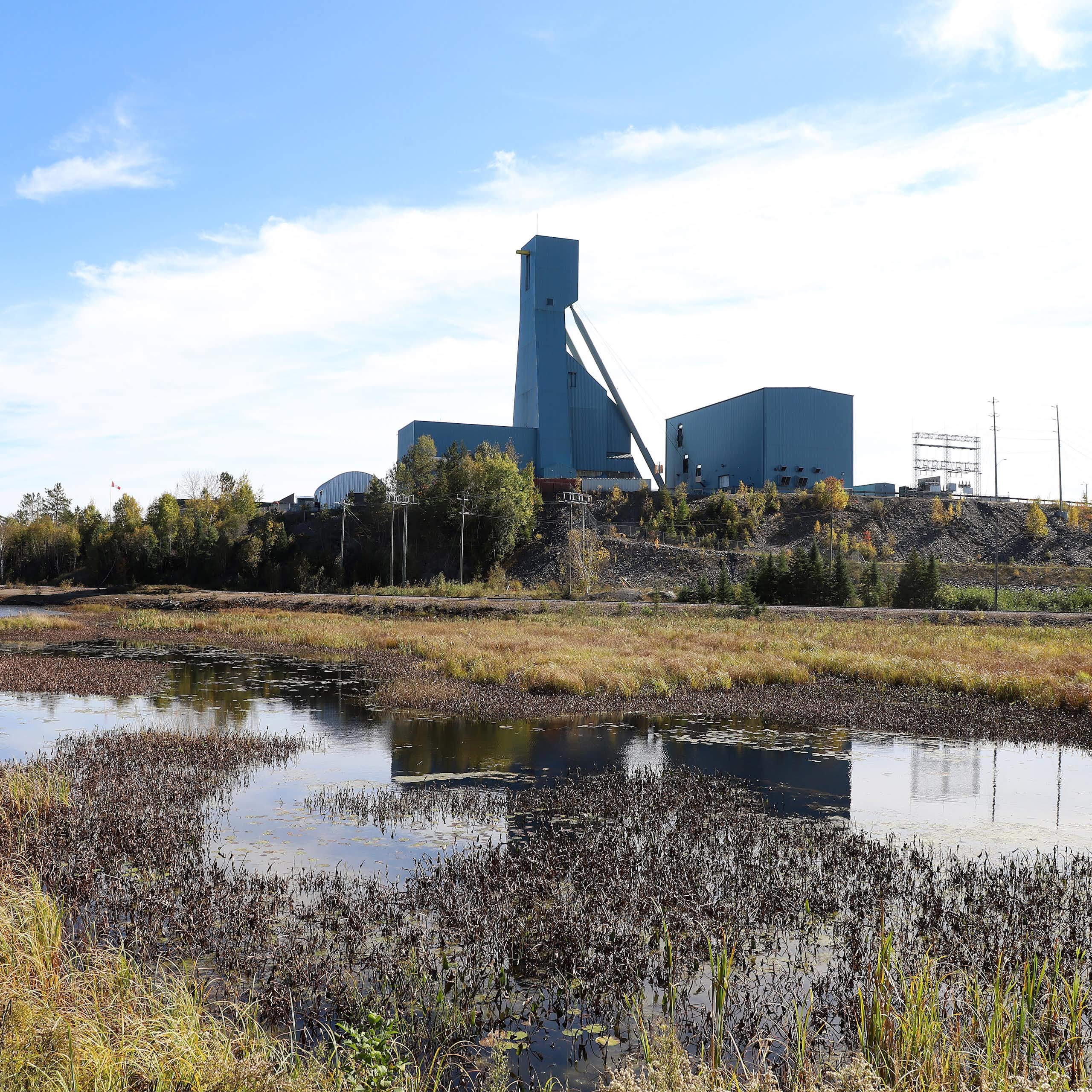 A mining building seen in the distance