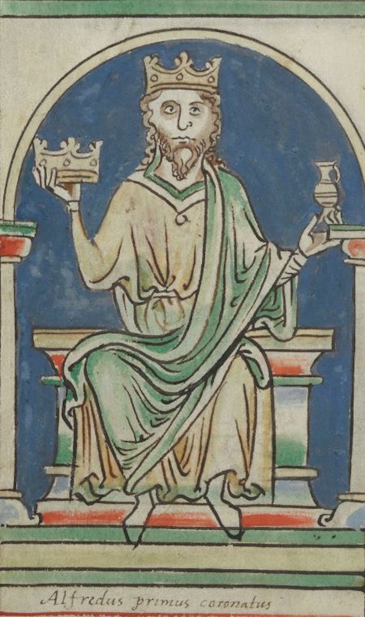 A drawing of a man with a crown