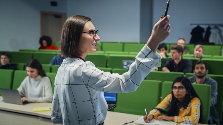 Female academic giving lecture