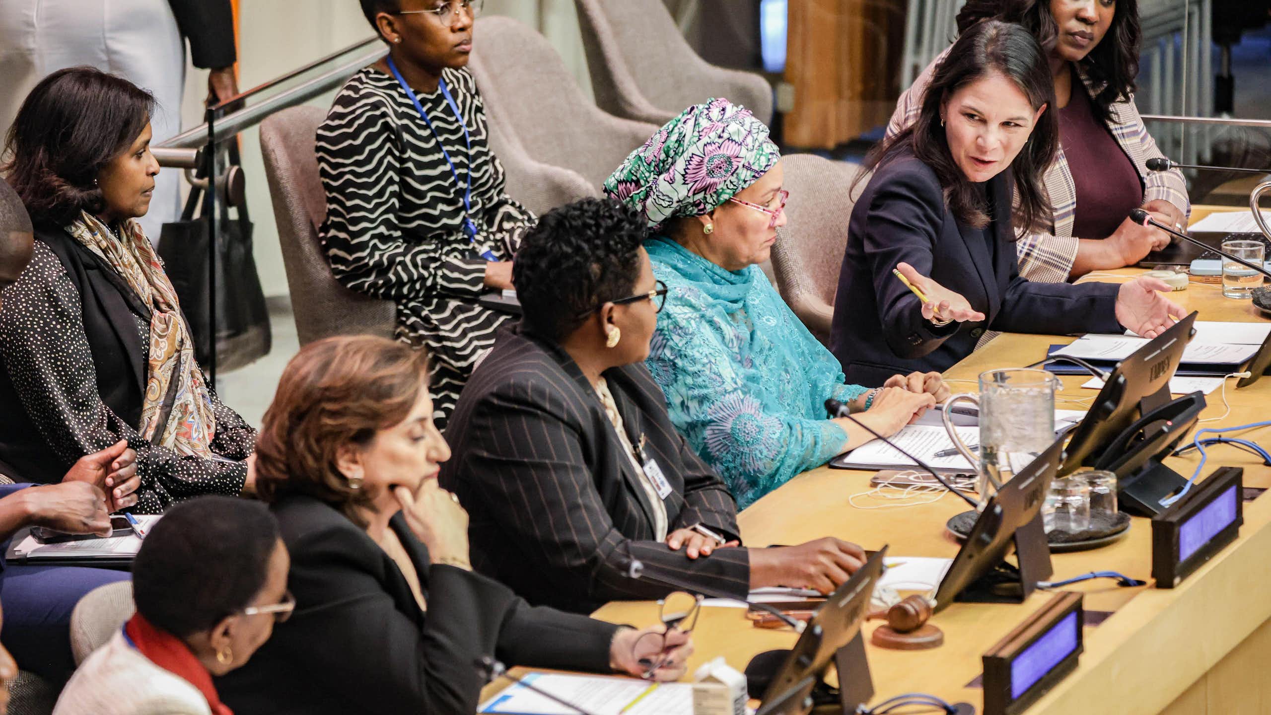 Delegates at the UN general assembly debate on women, peace and security, October 2025.