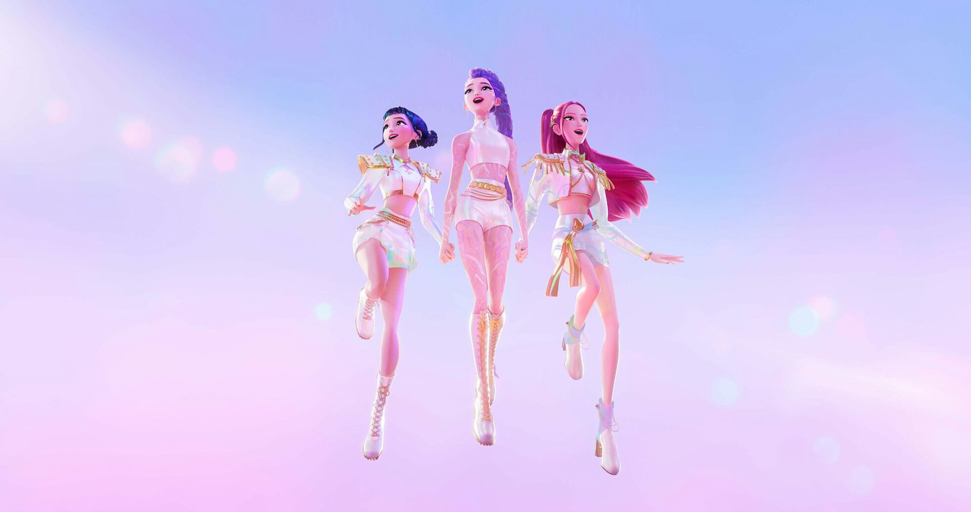 Dibujo de tres mujeres flotando en el aire.