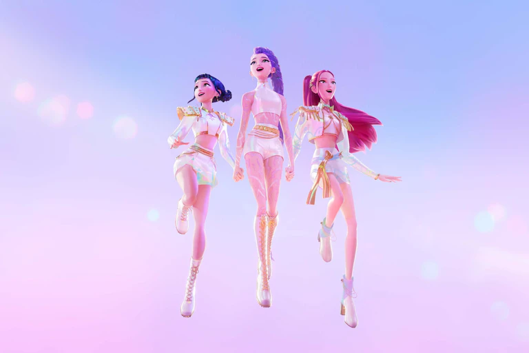 Dibujo de tres mujeres flotando en el aire.
