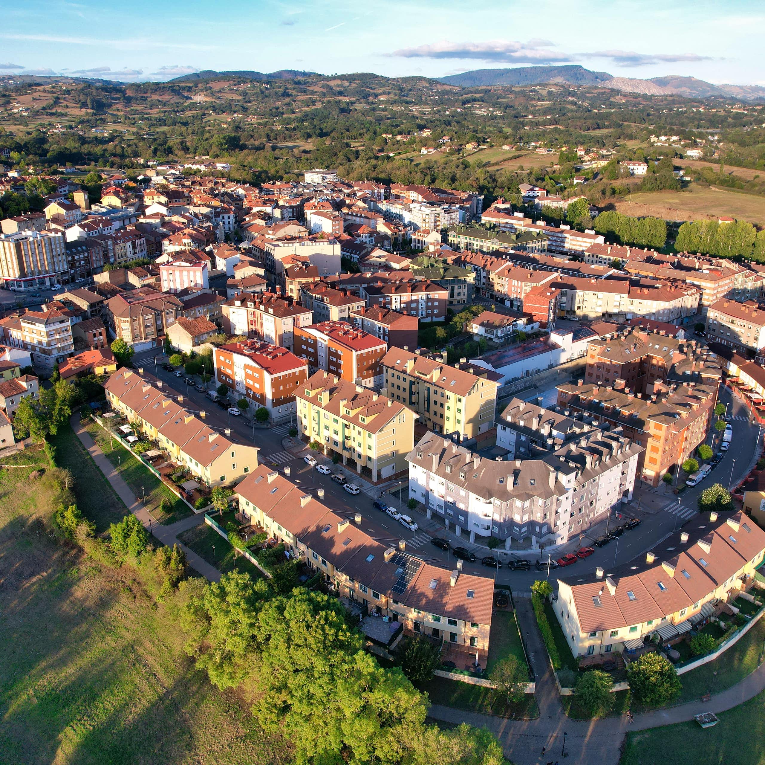 Bird's eye view of residential buildings.