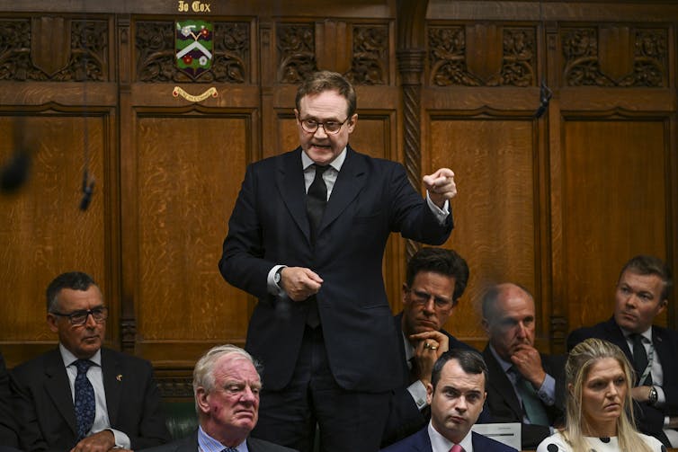 Tom Tugendhat speaking in parliament.