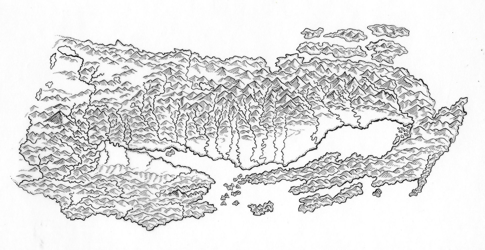 A map of a fictional mountainous place.