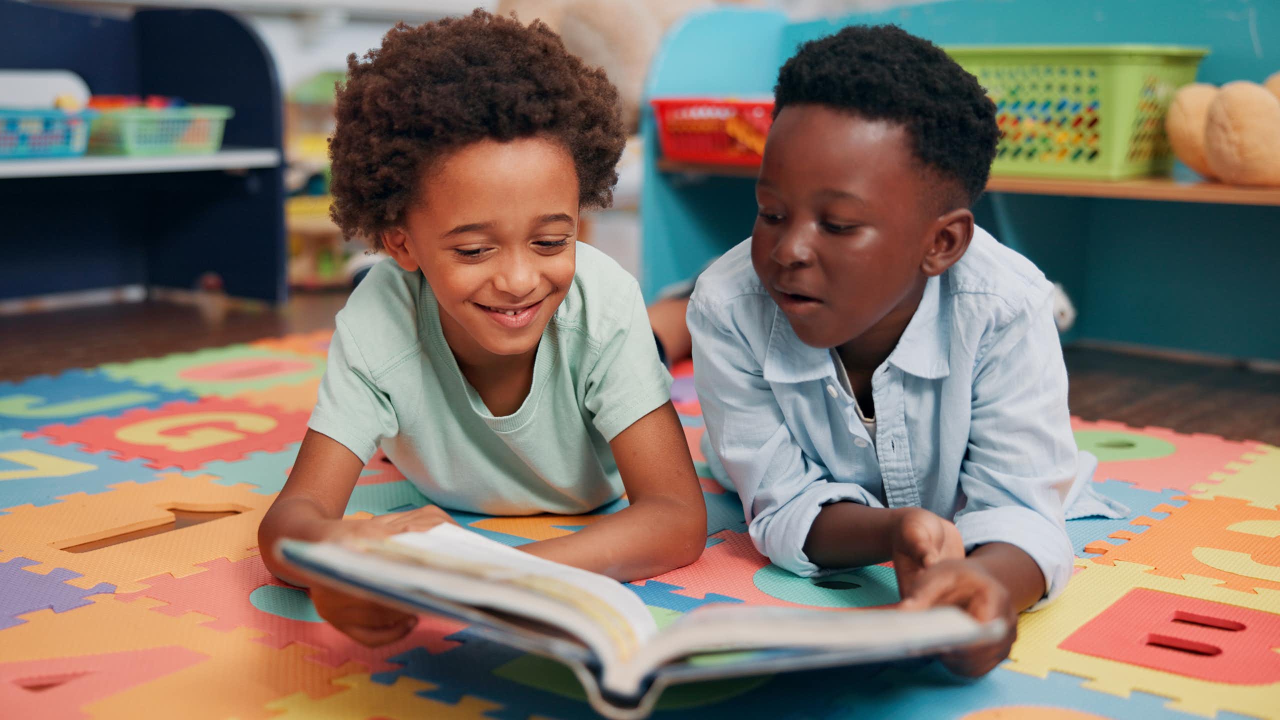 Two children reading