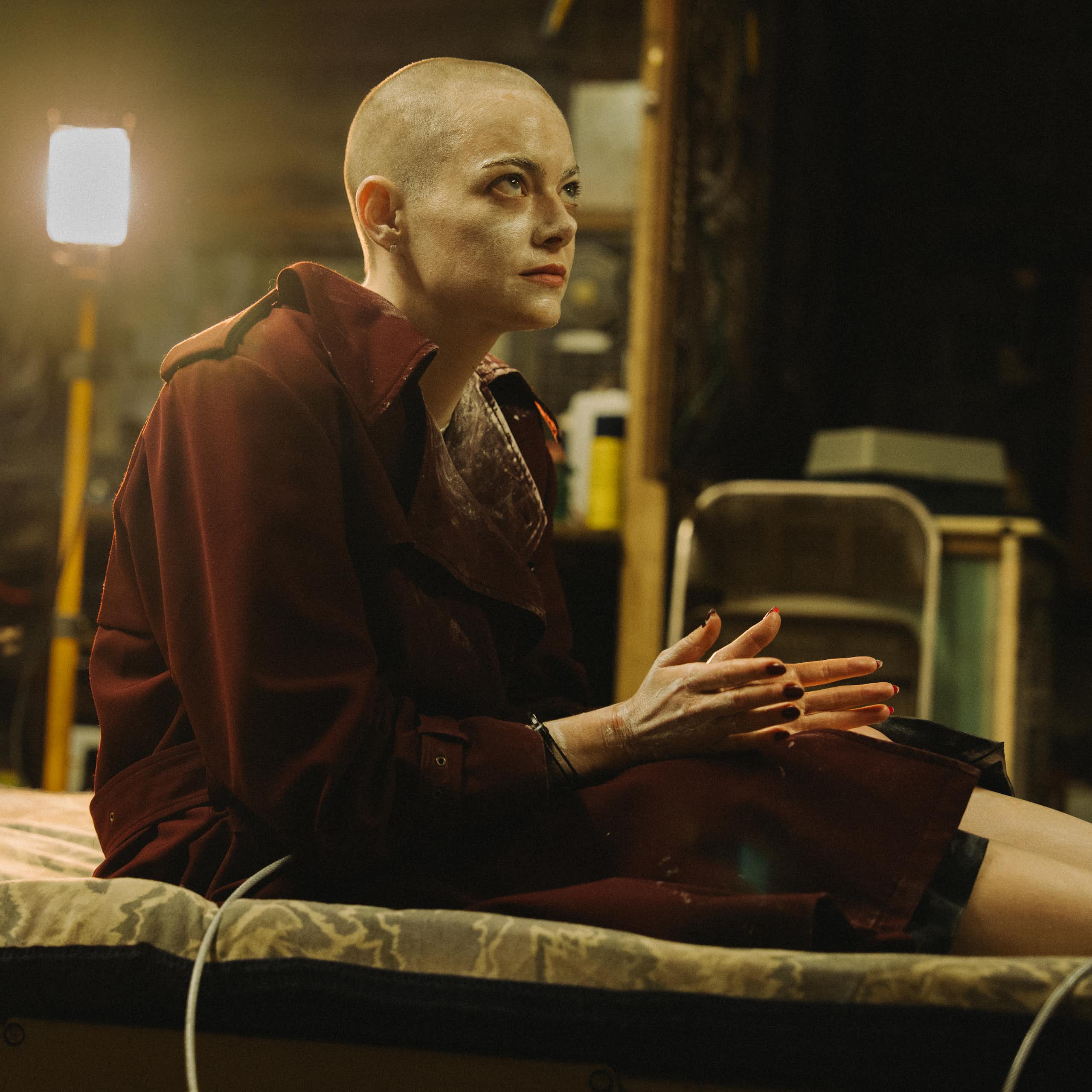 Emma Stone as bald-headed CEO Michelle