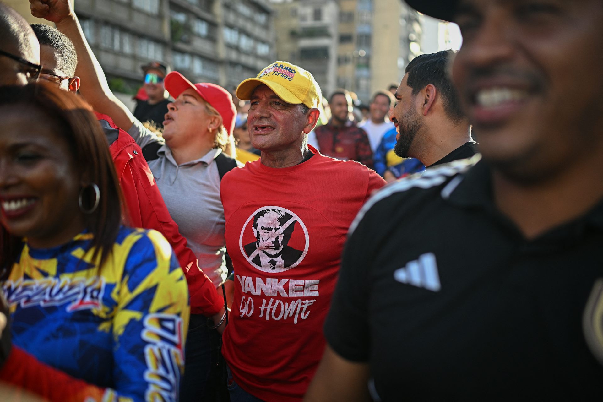 A man demonstrates at a rally.