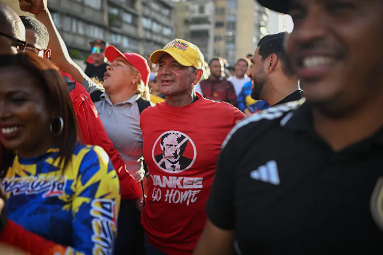 A man demonstrates at a rally.