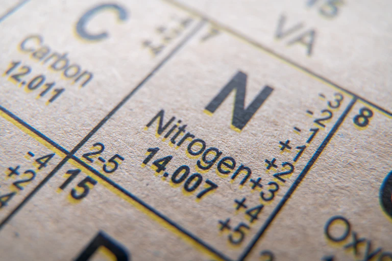 Nitrogen as shown on the periodic table.