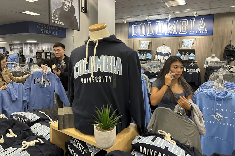 People browse merchandise in the Columbia University Bookstore