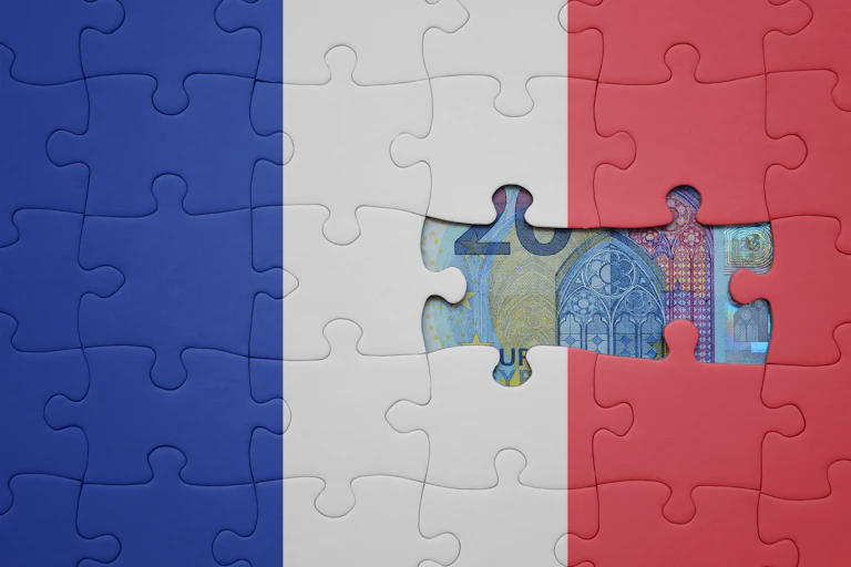 Billet de vingt euros dans le drapeau de la France