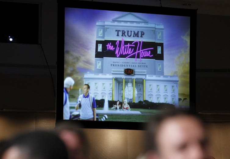 A video is shown depicting a fictitious White House.