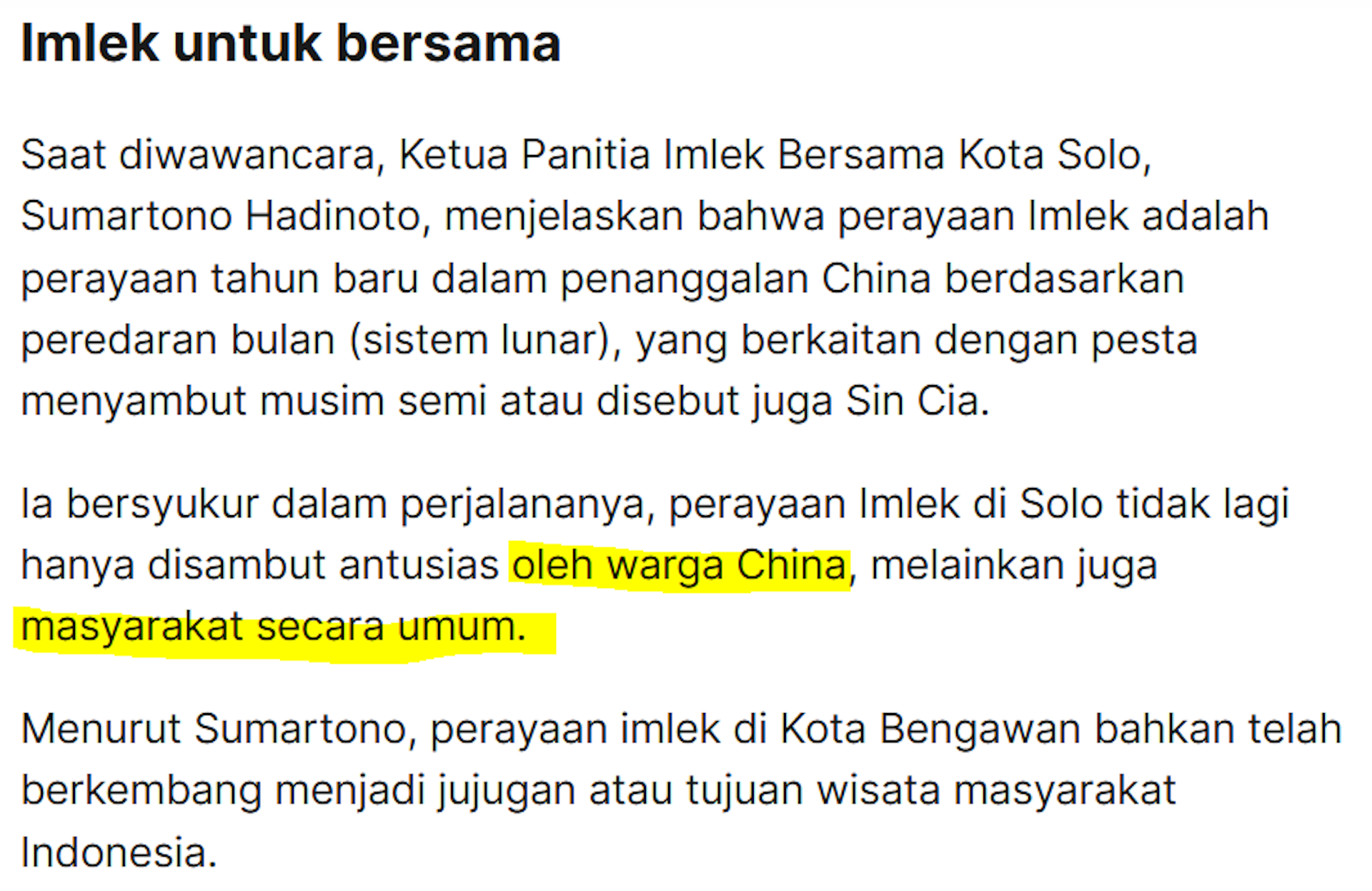 Perayaan Imlek Tionghoa di Indonesia