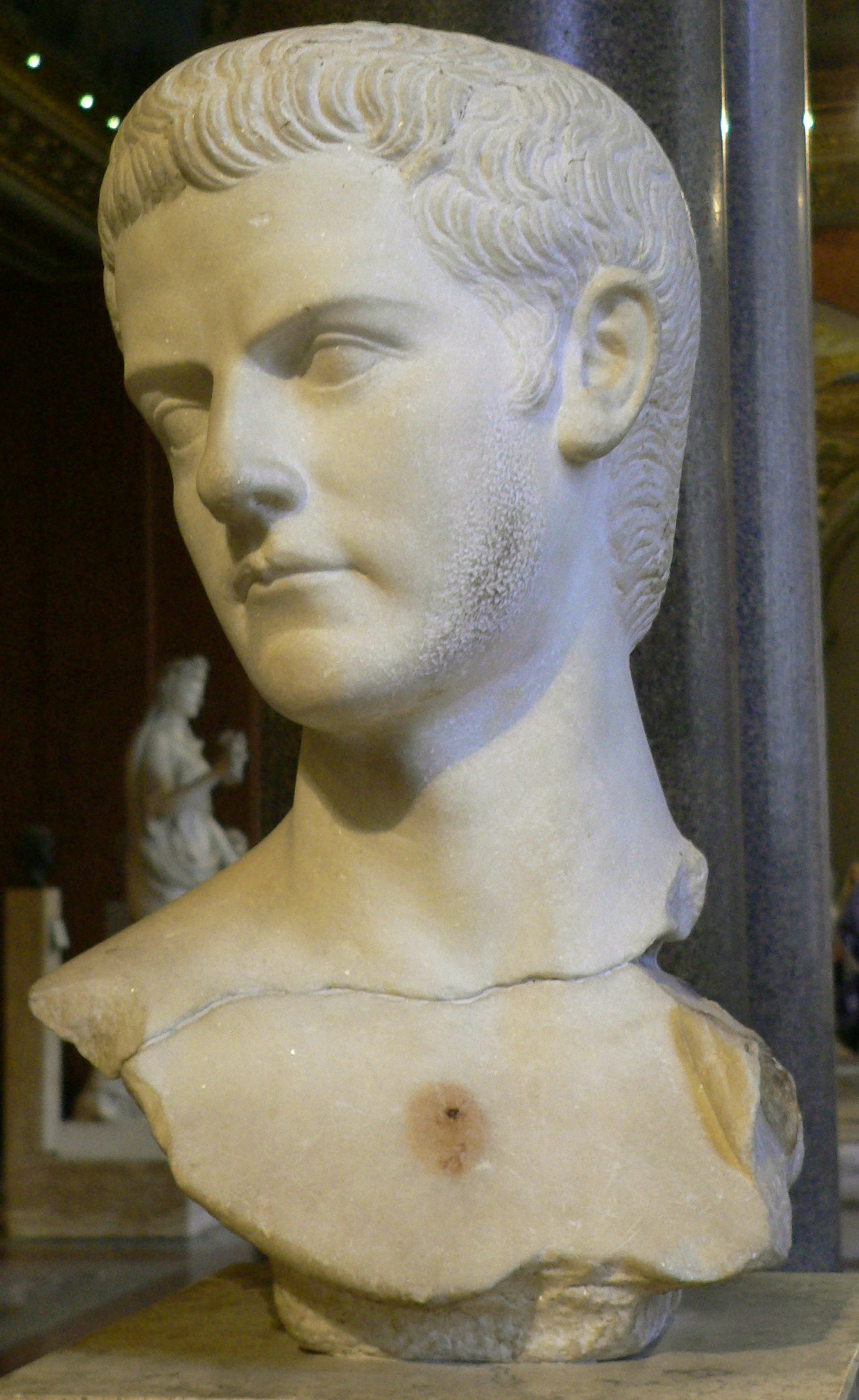 A bust of Emperor Caligula in the Louvre museum.