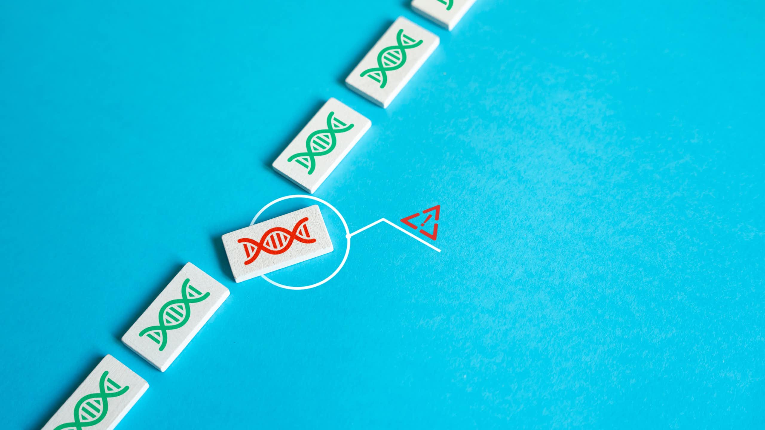 Photo d'un jeu de dominos avec des molécules d'ADN.