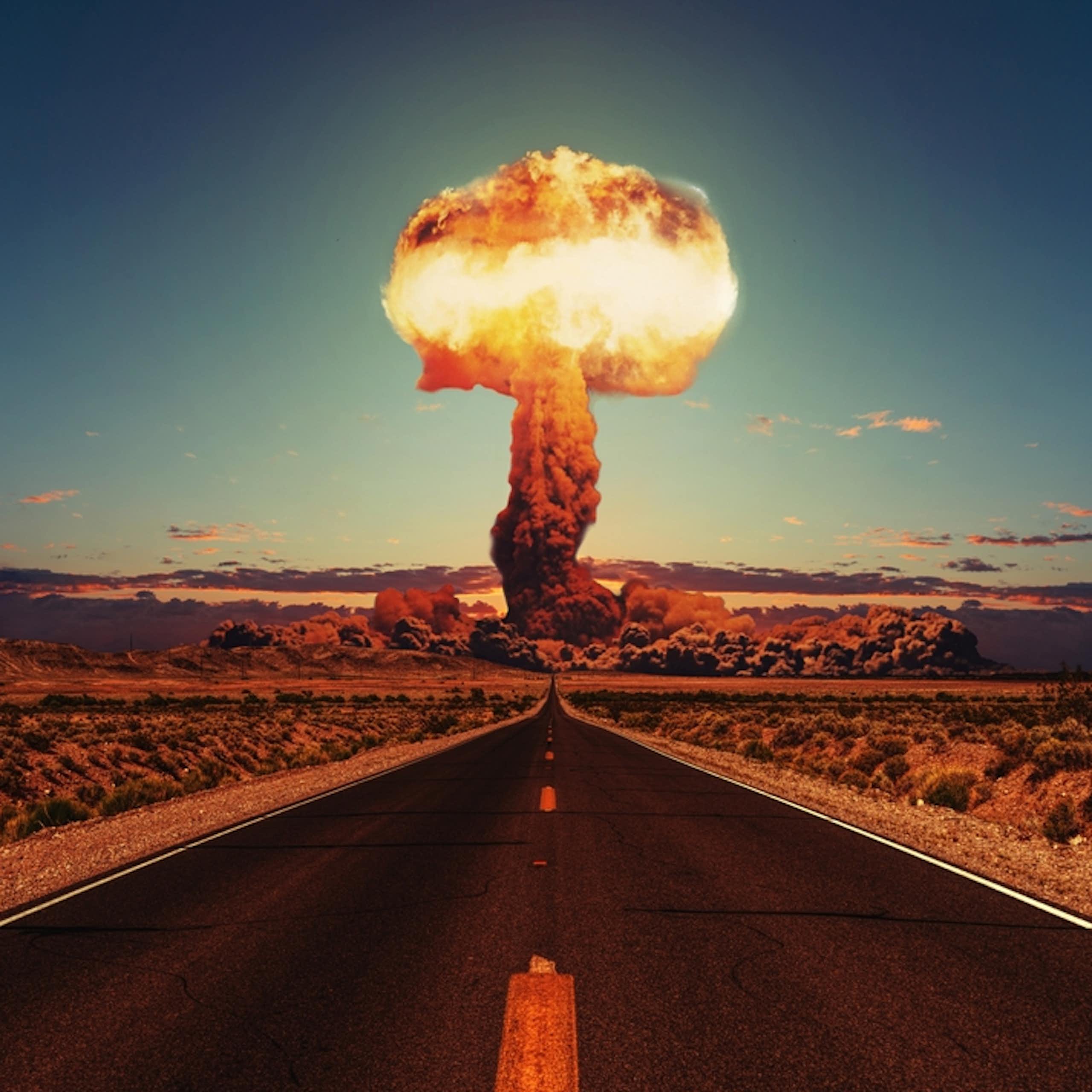 A stock photograph of a nuclear weapons explosion.