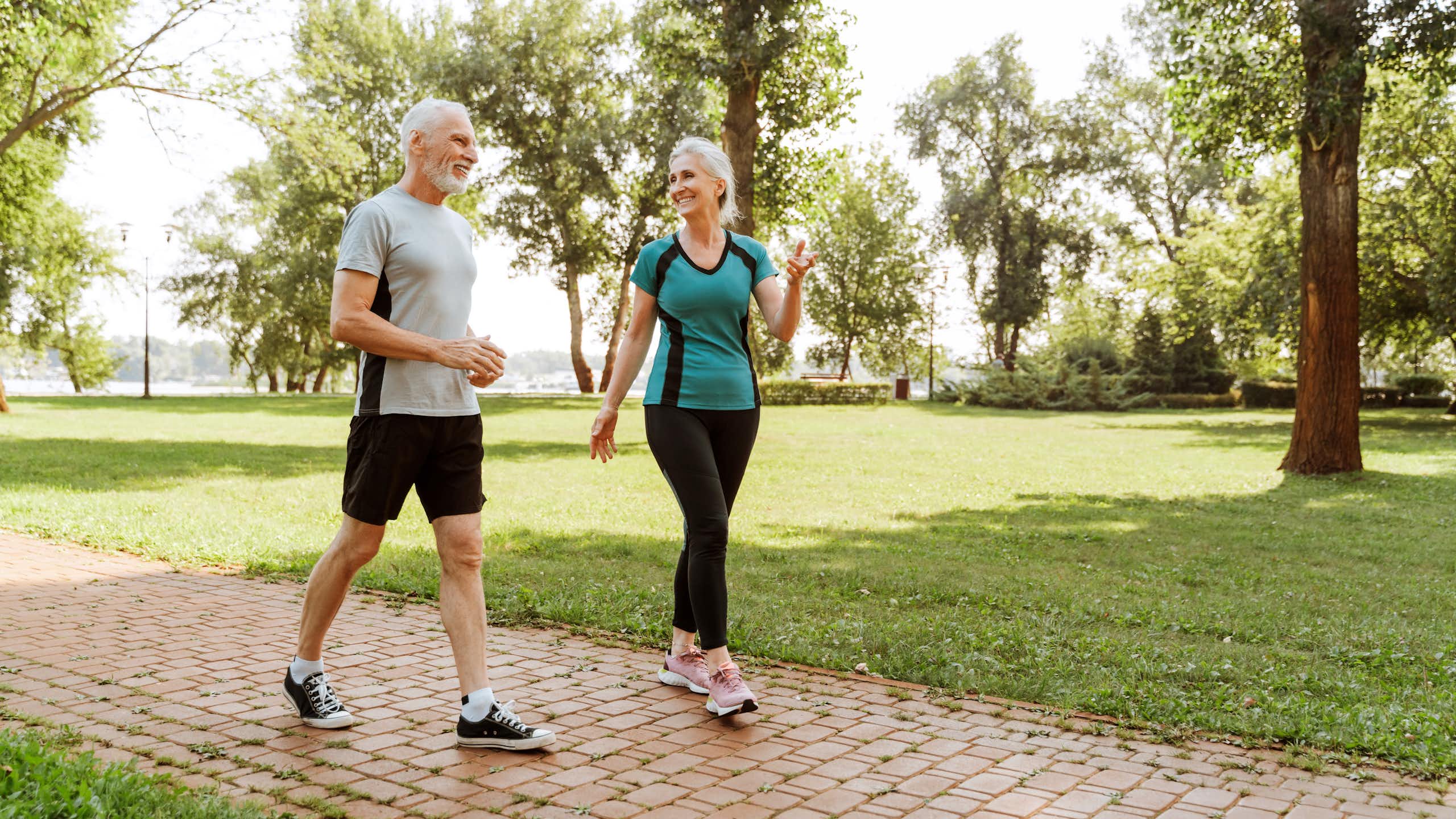 Older couple out for a walk.