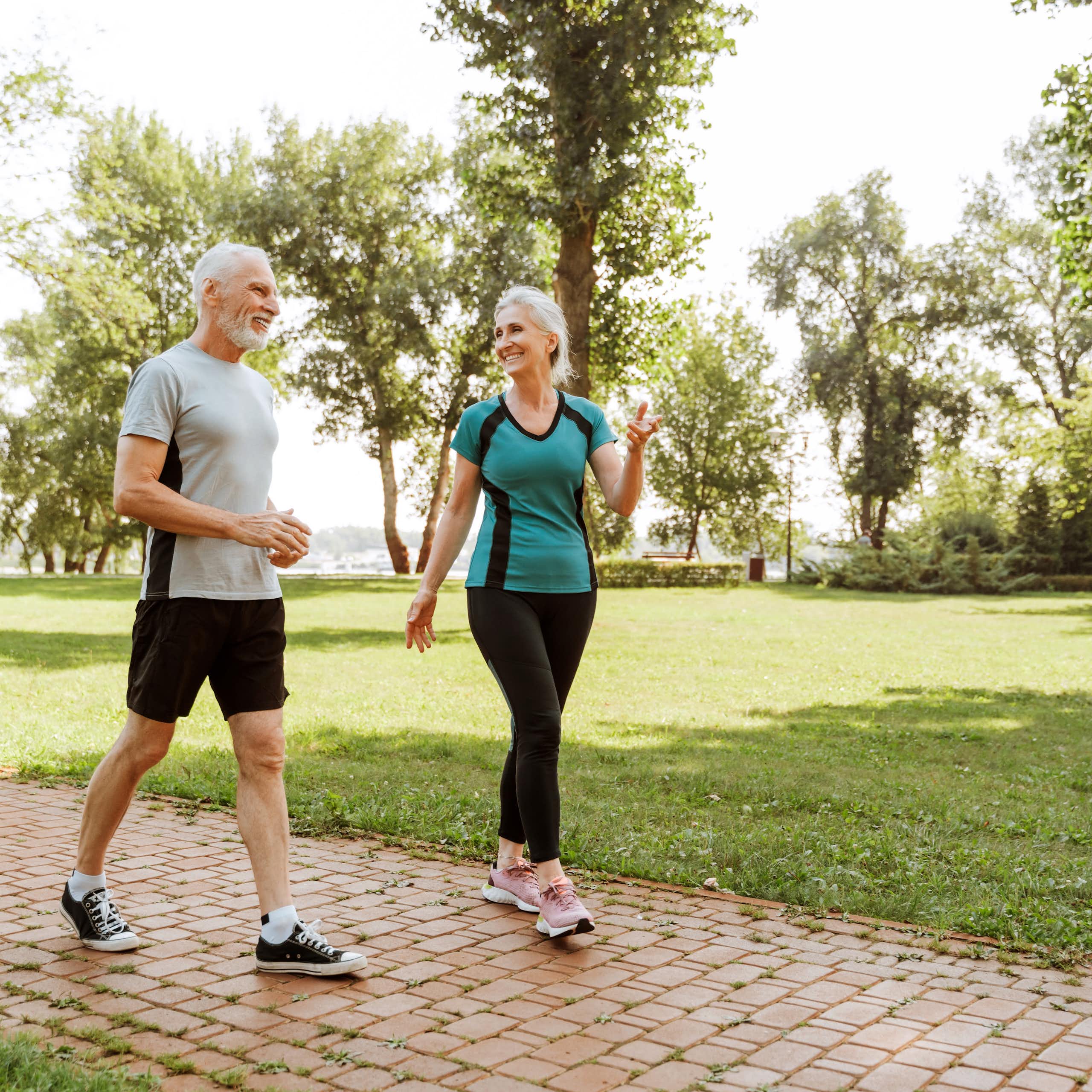 Older couple out for a walk.