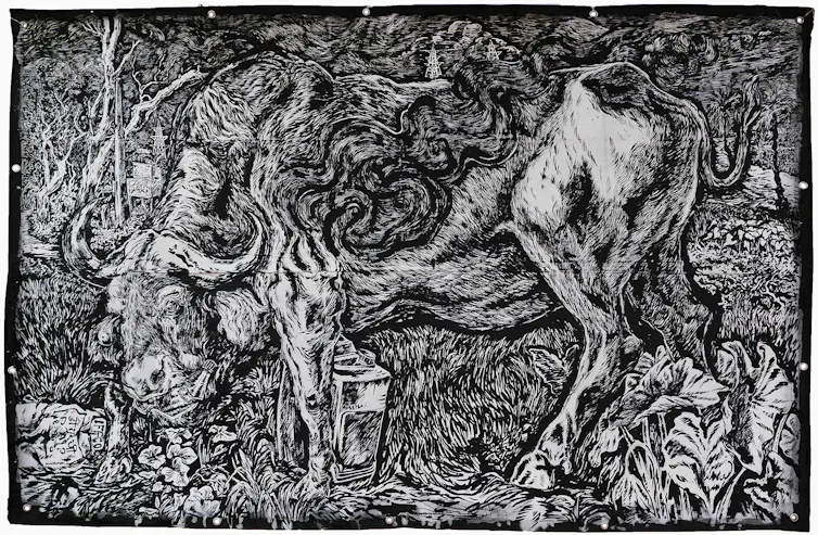 Detailed drawing of a bull