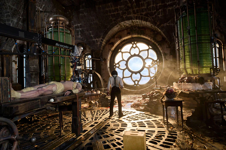 A still from Guillermo del Toro's Frankenstein.