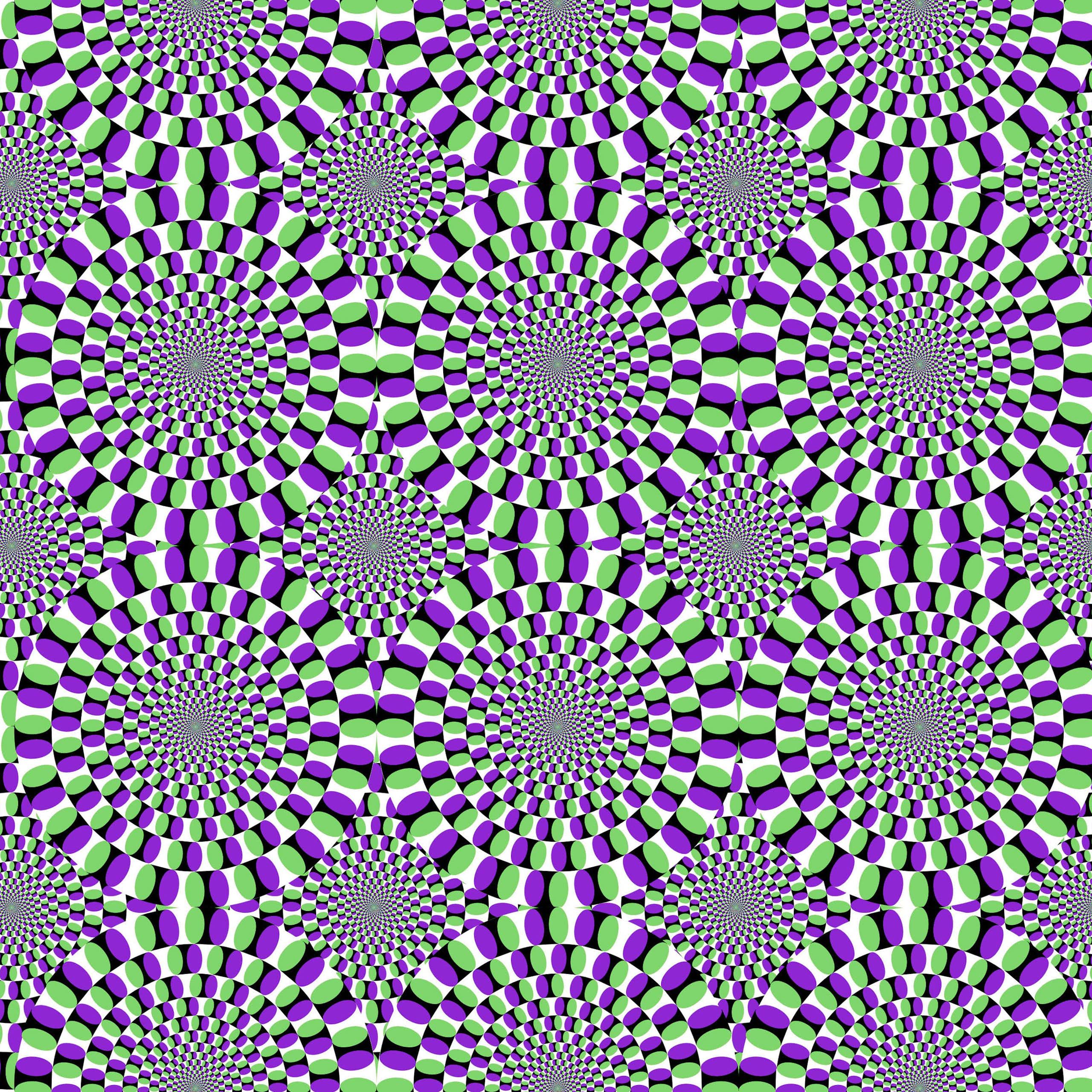 Several circles made of smaller ovals arranged in a grid, in a way that looks like they're slowly rotating.