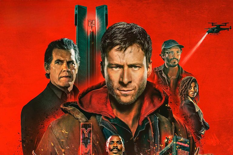 Glen Powell on the poster for The Running Man