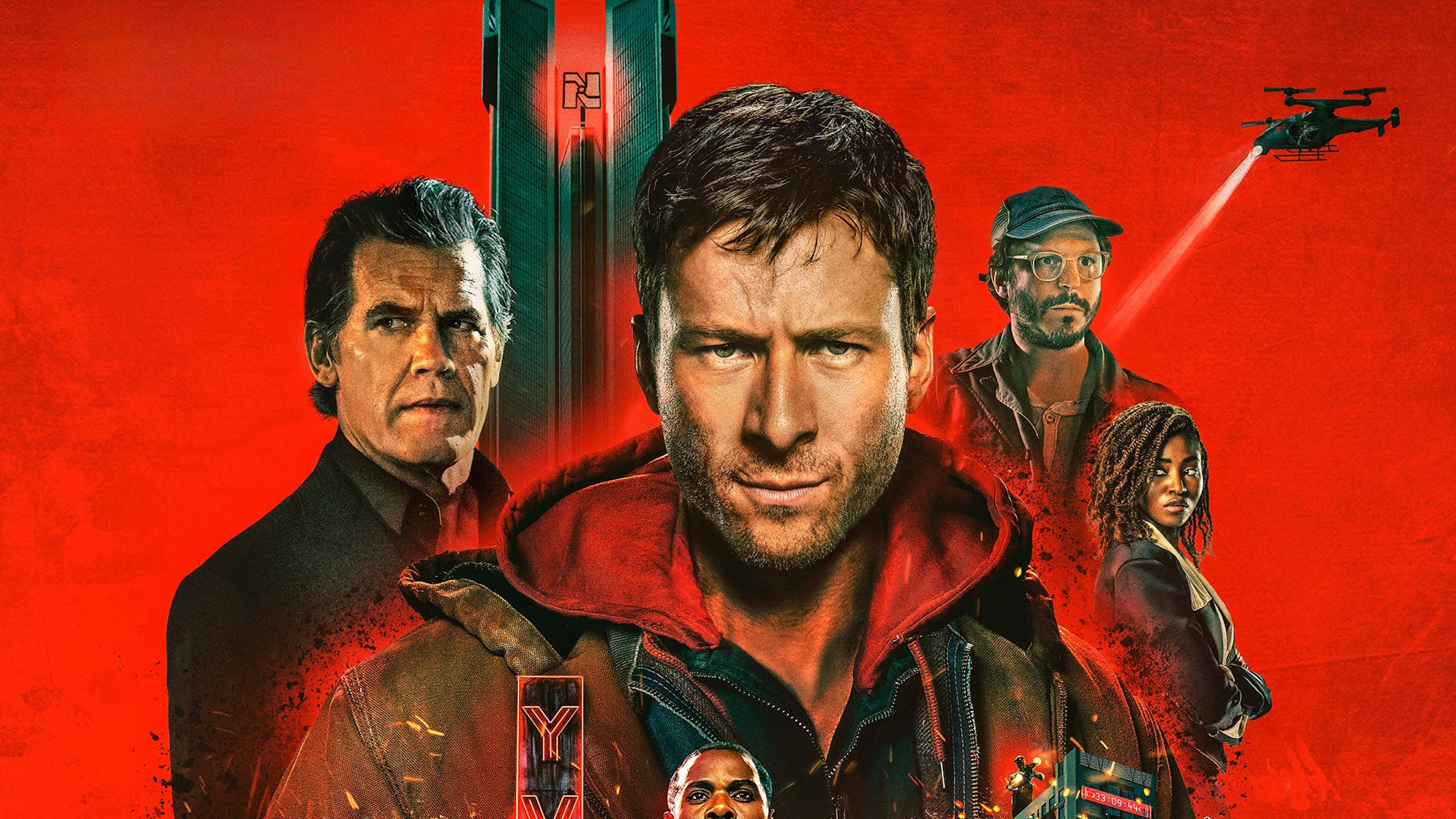 Glen Powell on the poster for The Running Man