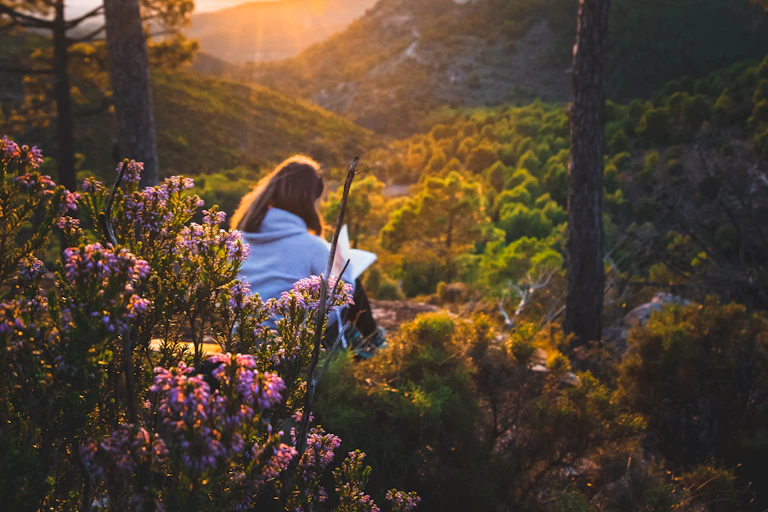 Woman reading in nature