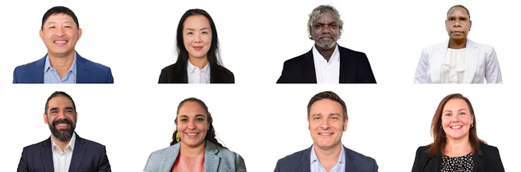 The eight fictional political candidates shown to survey respondents.
