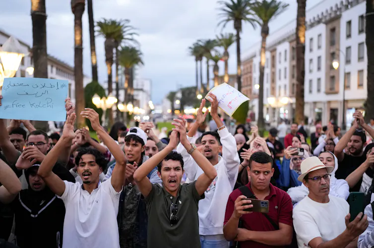 Young people taking part in a demonstration