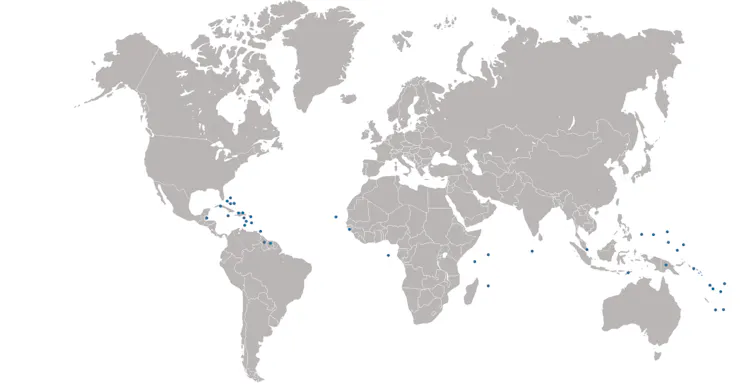Annotated world map