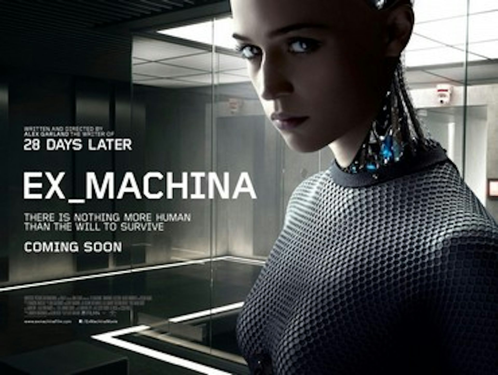 A film poster for Ex Machina, showing a female android.