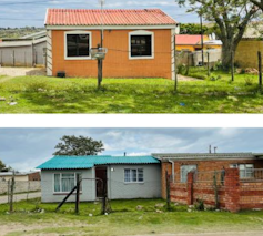 Small four-roomed houses on a small plot of land.