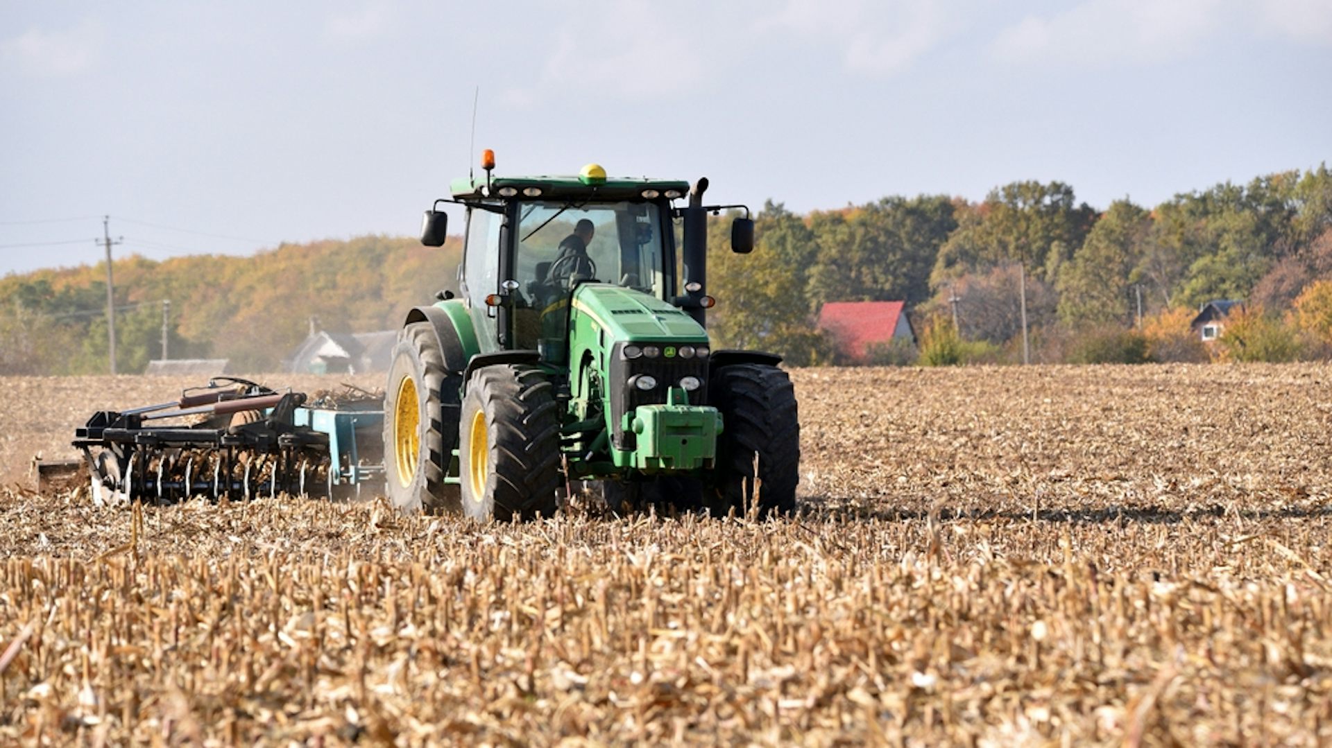A tractor in a field near Kyiv. Ukraine.