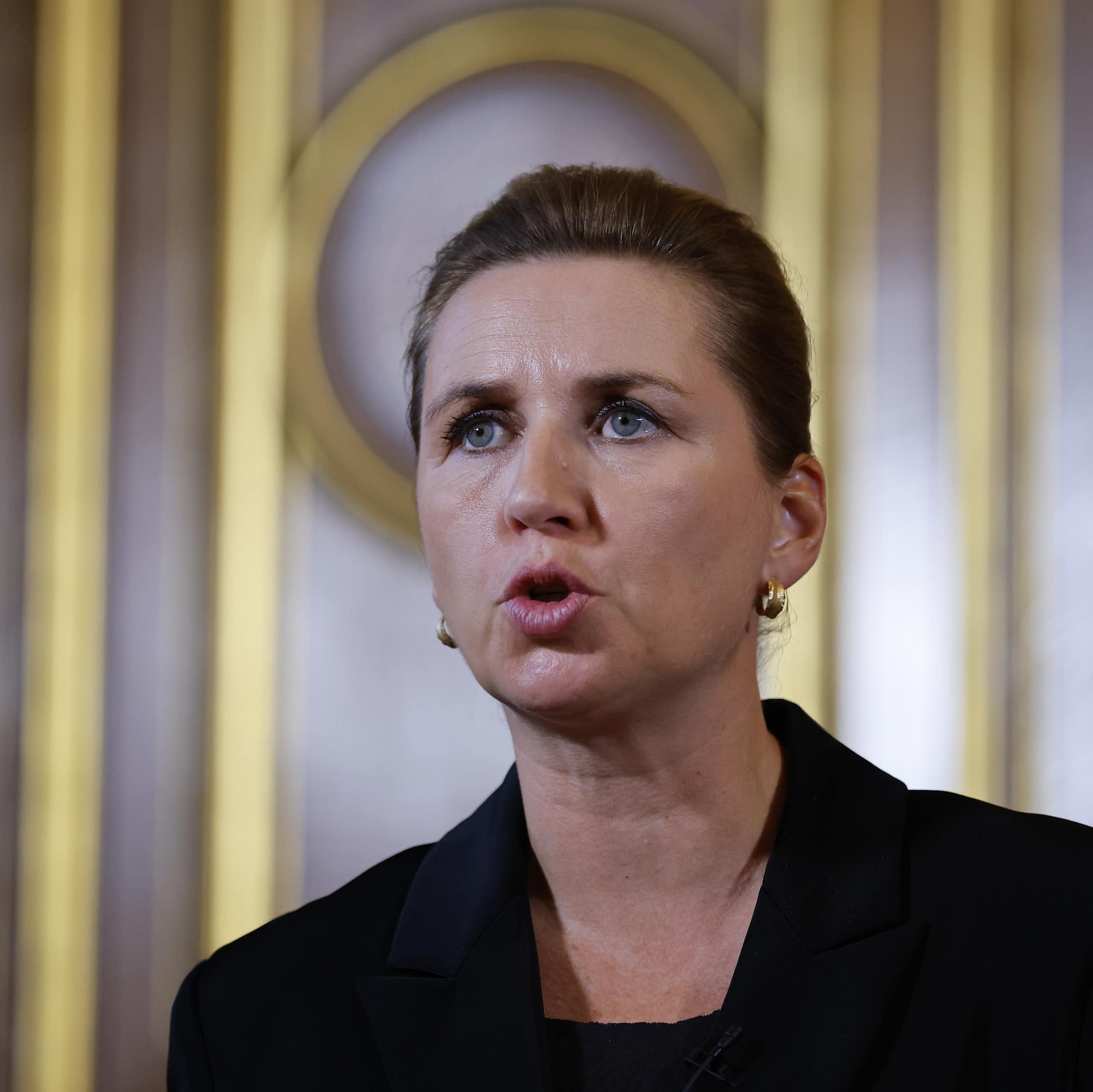 Mette Frederiksen speaking at an event
