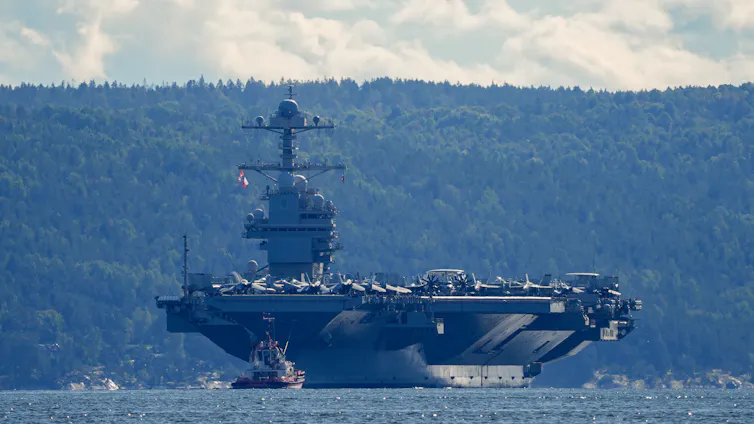 US aircraft carrier, the USS Gerald R Ford, near the Norwegian capital of Oslo.