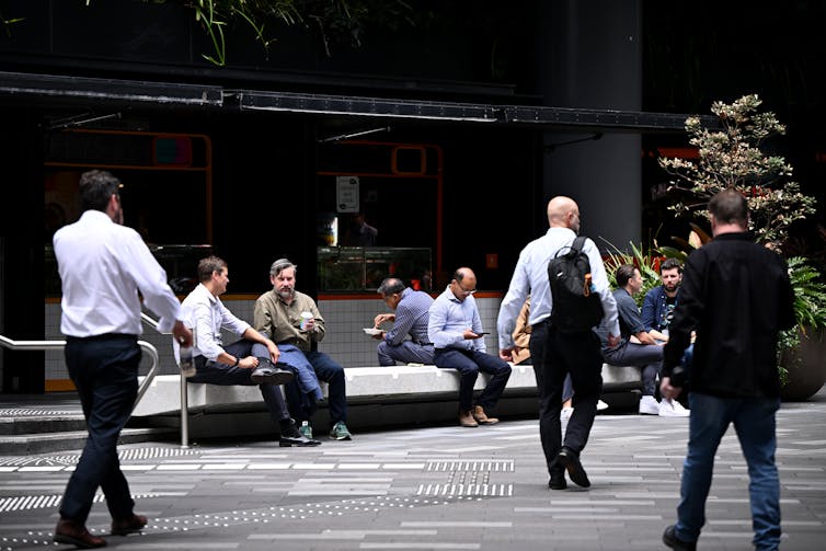 Office workers outside in Sydney