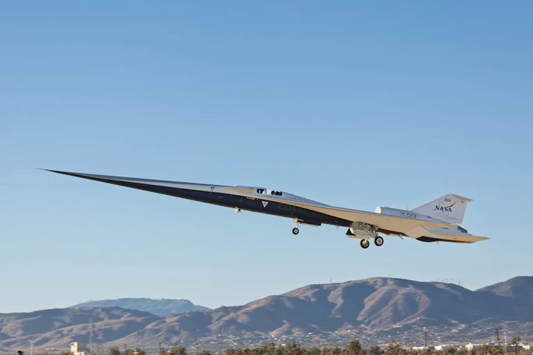 The X-59 undertakes its first flight from Lockheed Martin's Skunk Works in California.
