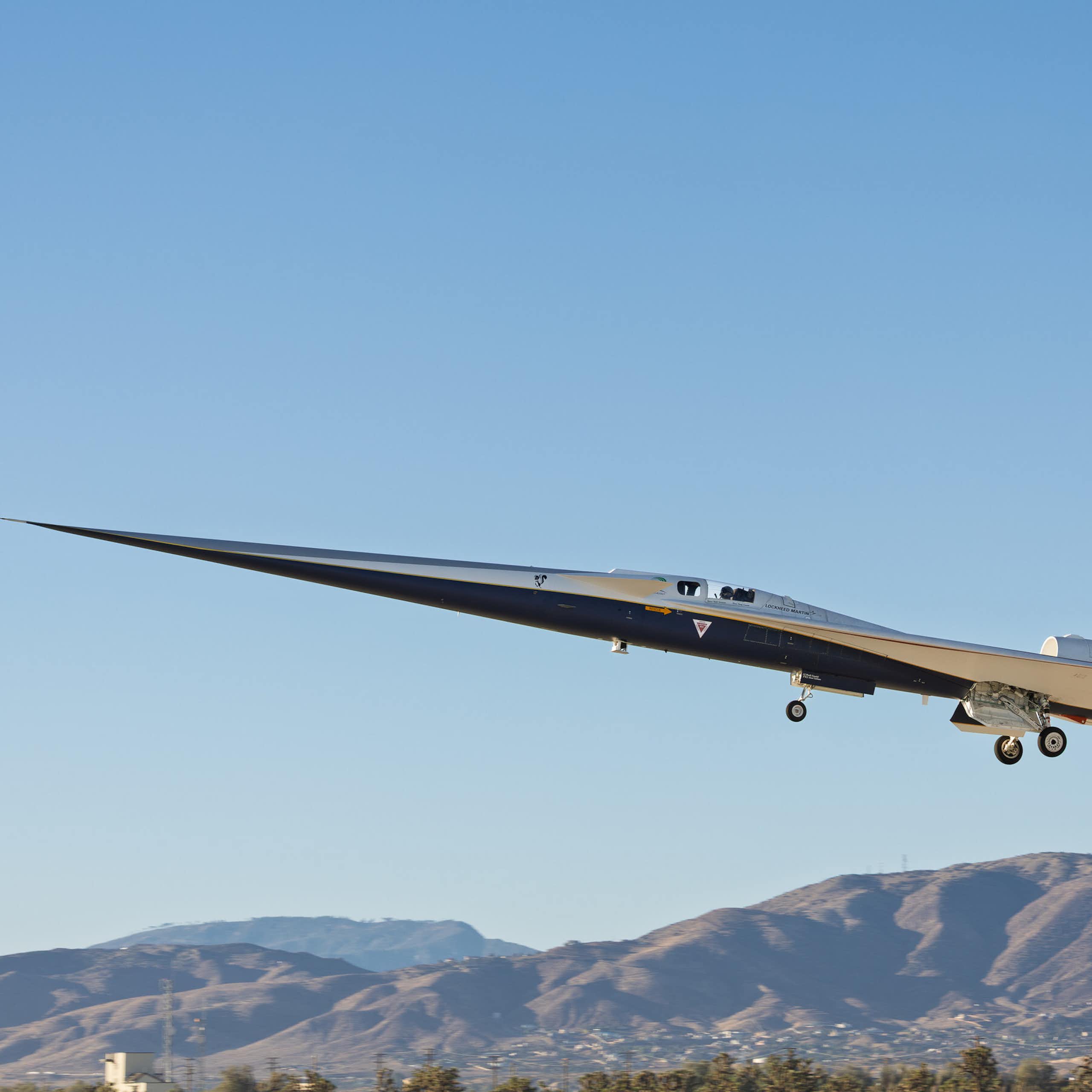 The X-59 undertakes its first flight from Lockheed Martin's Skunk Works in California.