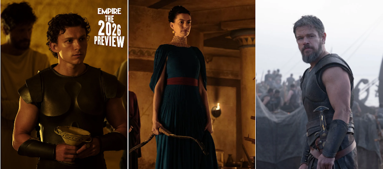 Fotografías de tres personajes de la adaptación de la Odisea.