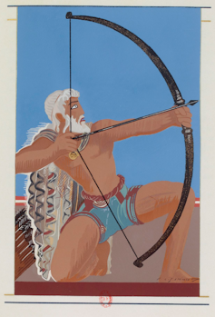 The Odyssey, that fab journey e-book 2 Drawing of a man about to shoot a bow.