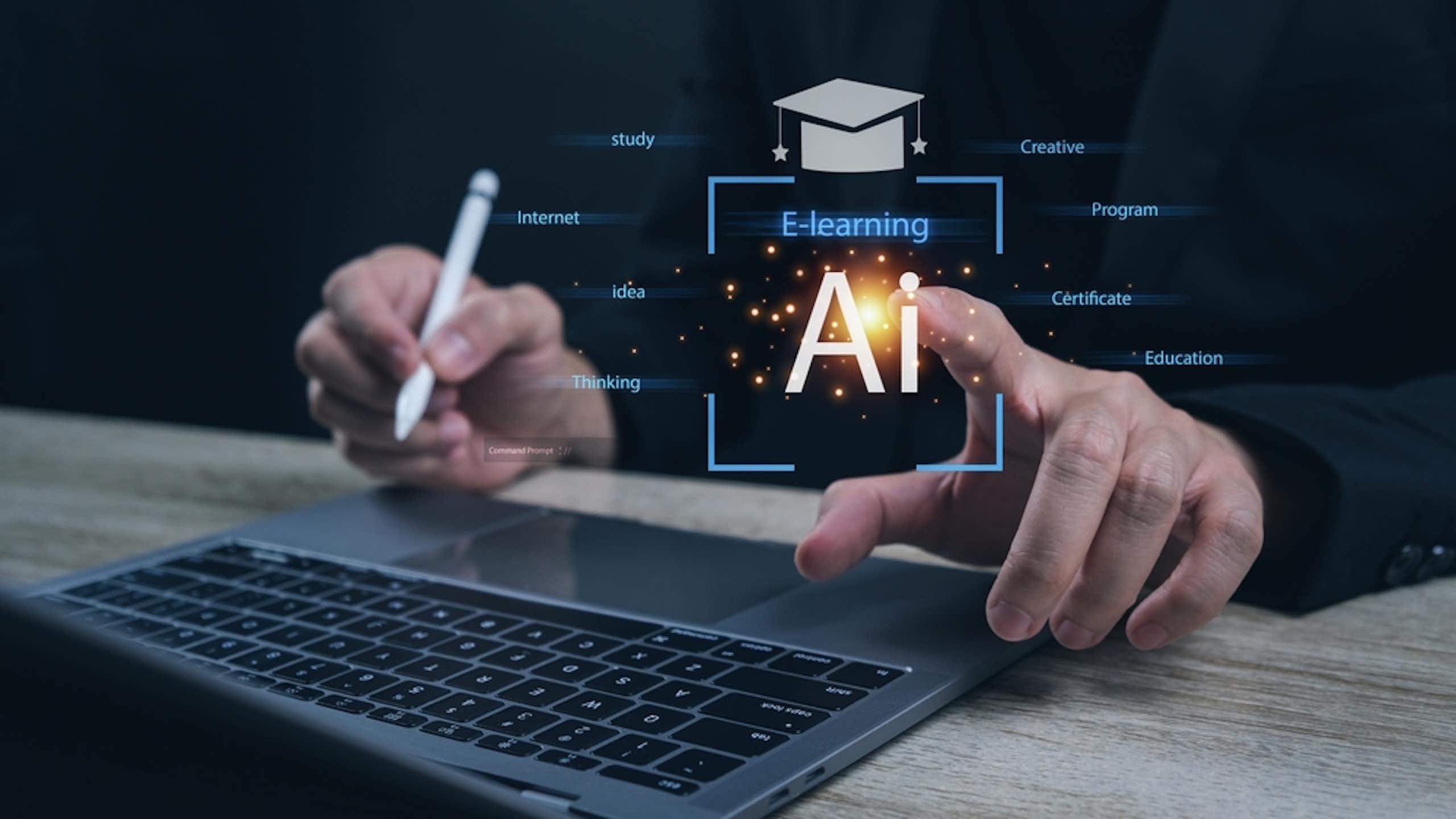 Un étudiant en train d'utiliser un outil d'IA sur ordinateur.