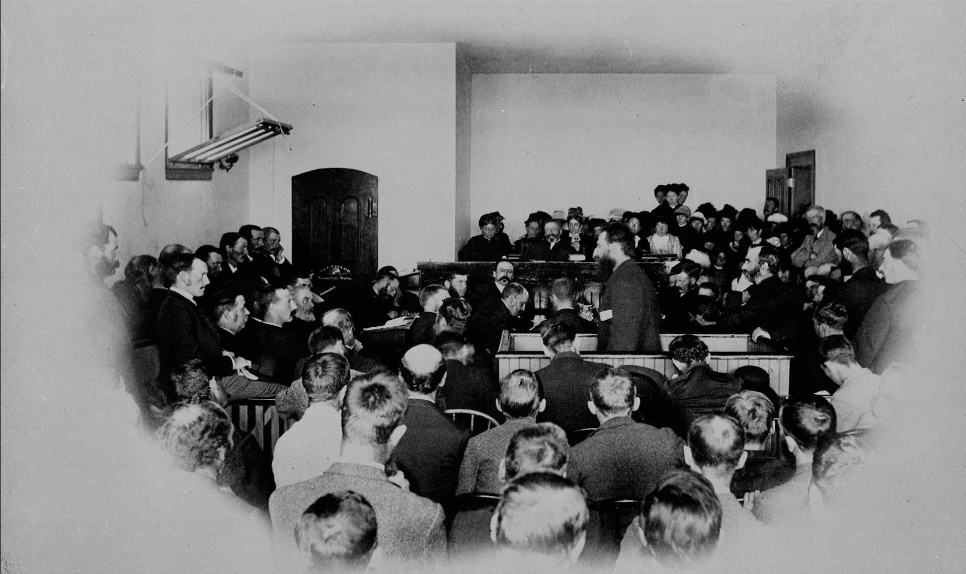 Louis Riel addressing the jury during his trial for treason after the failure of the North-West Rebellion