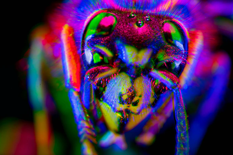 Close-up of an insect head.