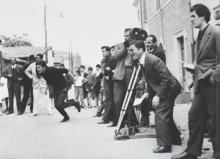 A busy film set.