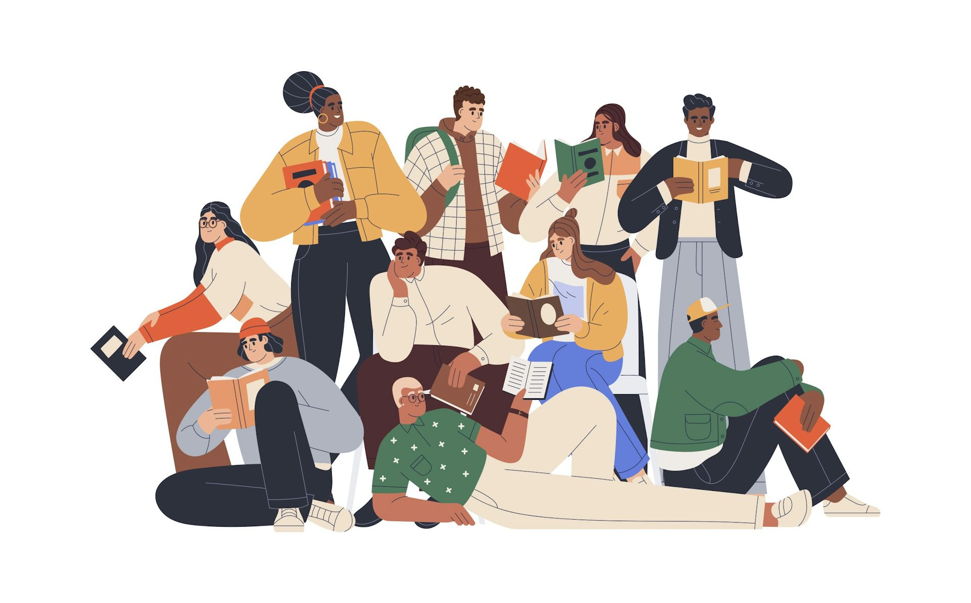 Illustration of a group reading